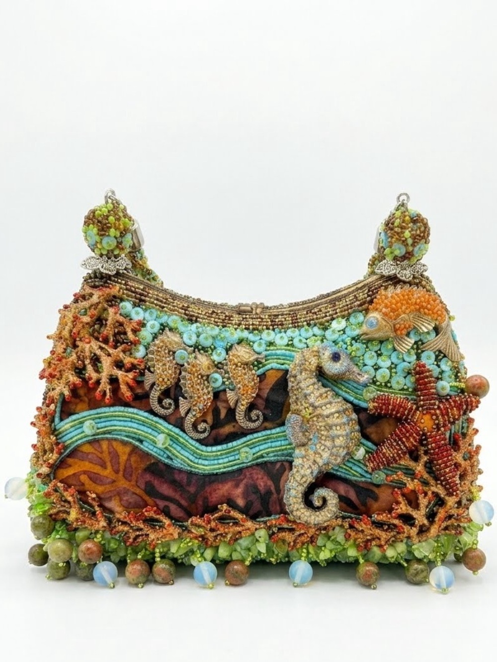 Rare Vintage Mary Frances Beaded Seahorse Purse